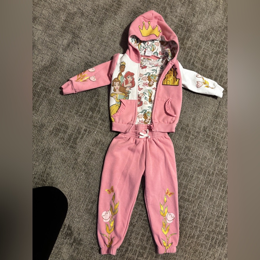 Disney Princess White Hoodie with Pink and Green Accents